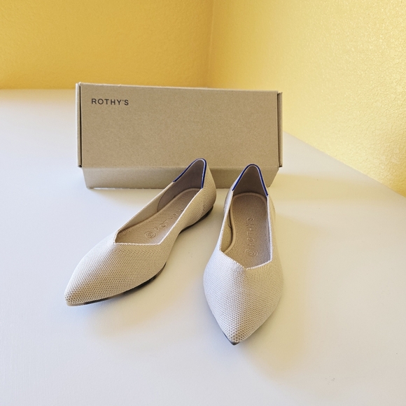 Rothy's The Point In Ecru Knit Pointed Toe Ballet Women's Slip Ons Flats Size 9 - Picture 14 of 16